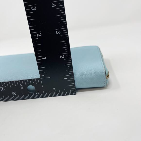 Kate Spade Grace Blue Newbury Lane Neda Wallet Leather Zip Around Gold Hardware - Picture 14 of 14